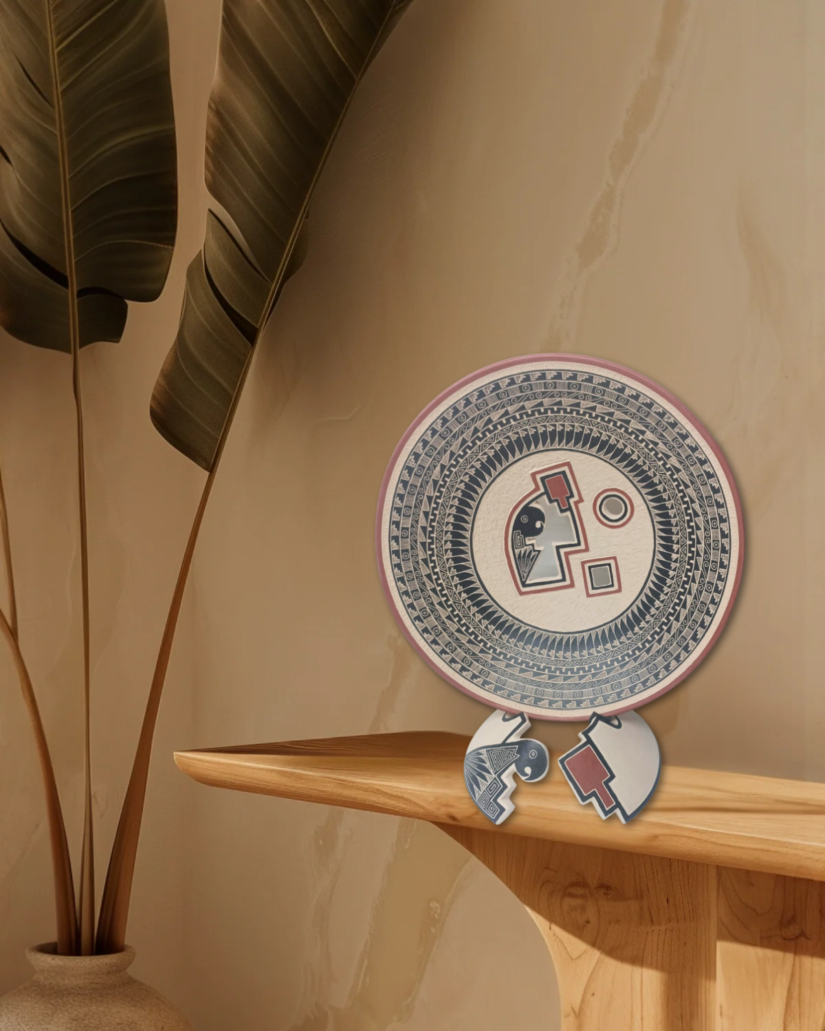 PLATO ESGRAFIADO CON GUACAMAYAS