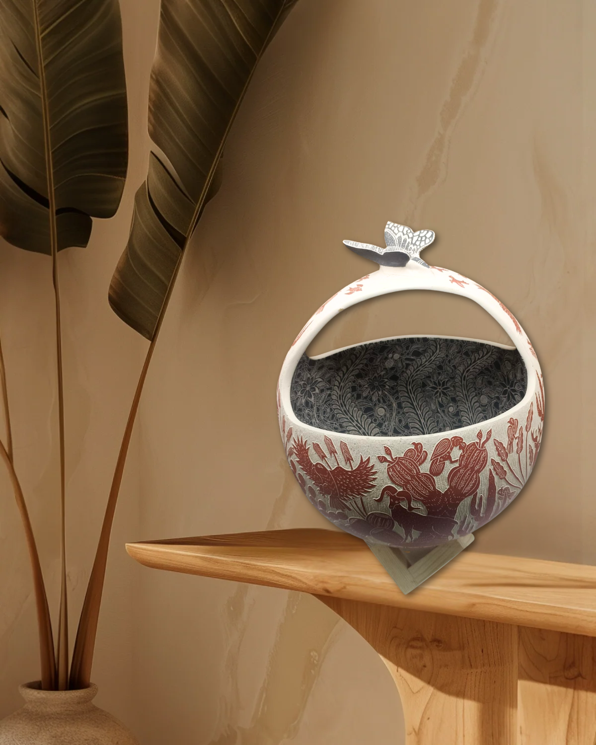 CAZUELA ESGRAFIADA POR DENTRO Y POR FUERA