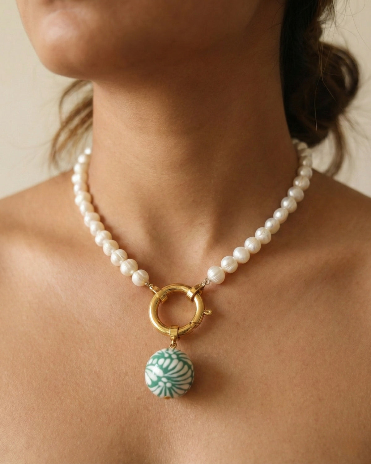 COLLAR PERLAS DIJE MEDIA ESFERA