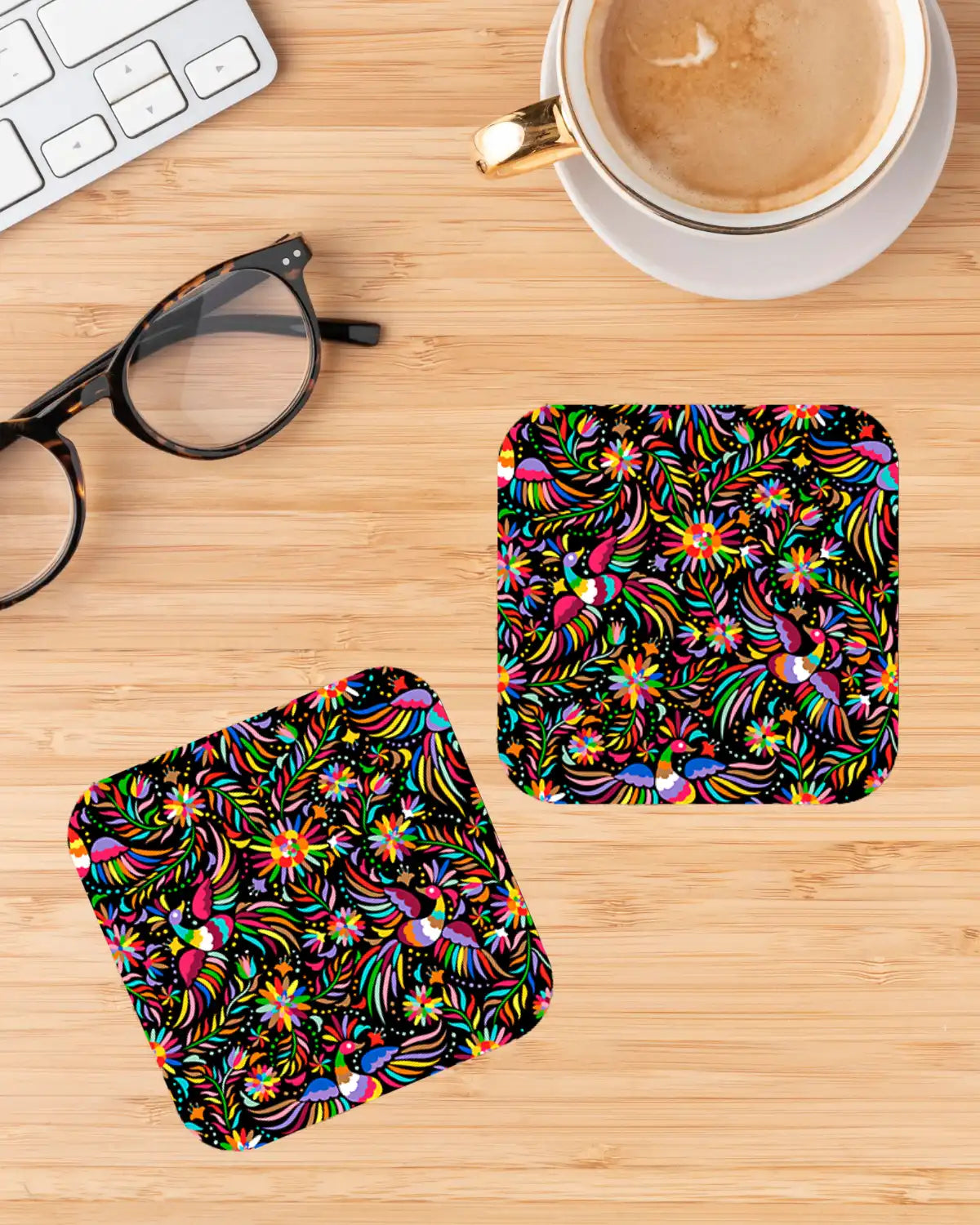 PORTAVASOS MADERA 10 X 10 TENANGOS FONDO NEGRO