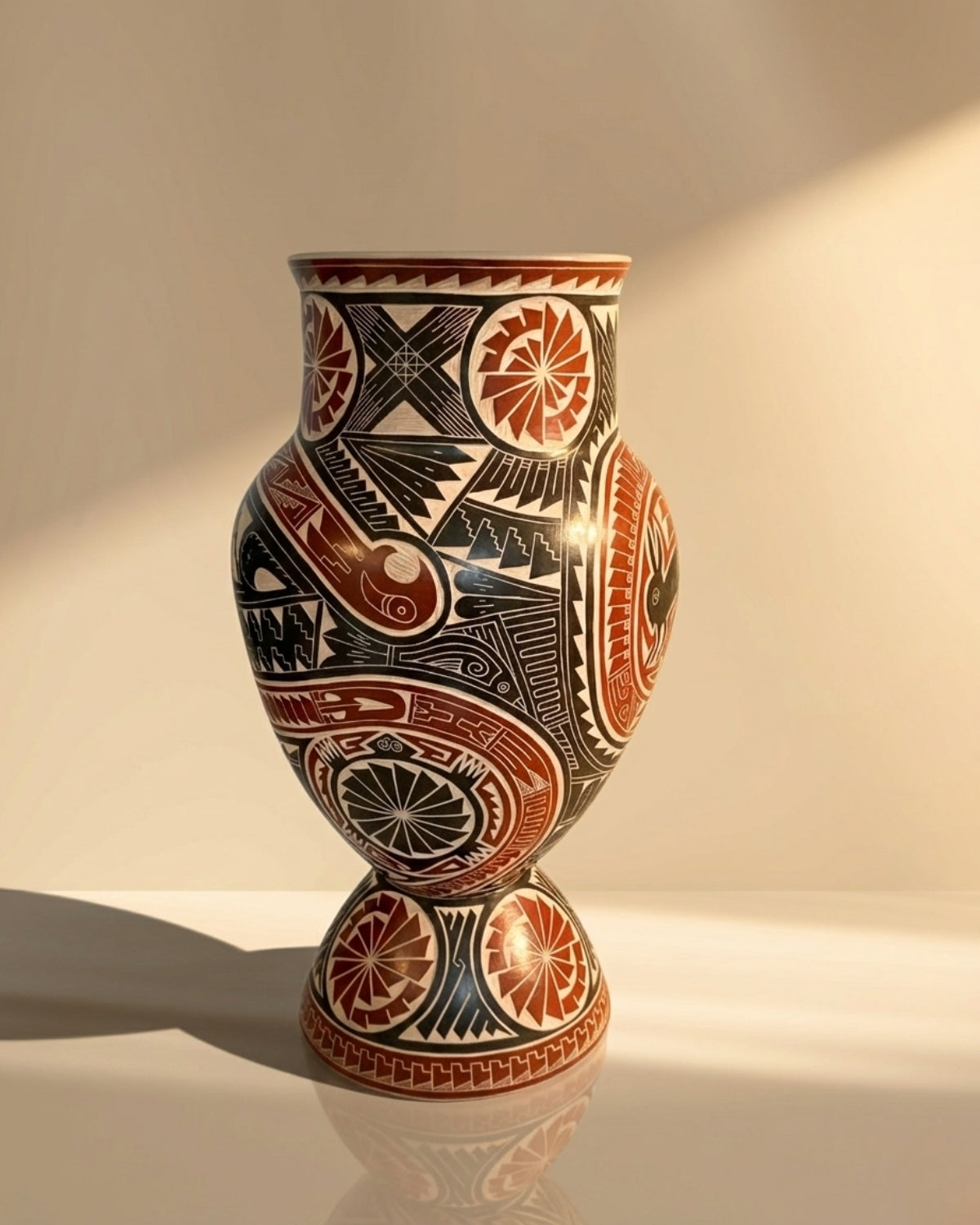 OLLA BLANCA CON BASE Y CON PINTURA NEGRA Y ROJA DISEÑOS E