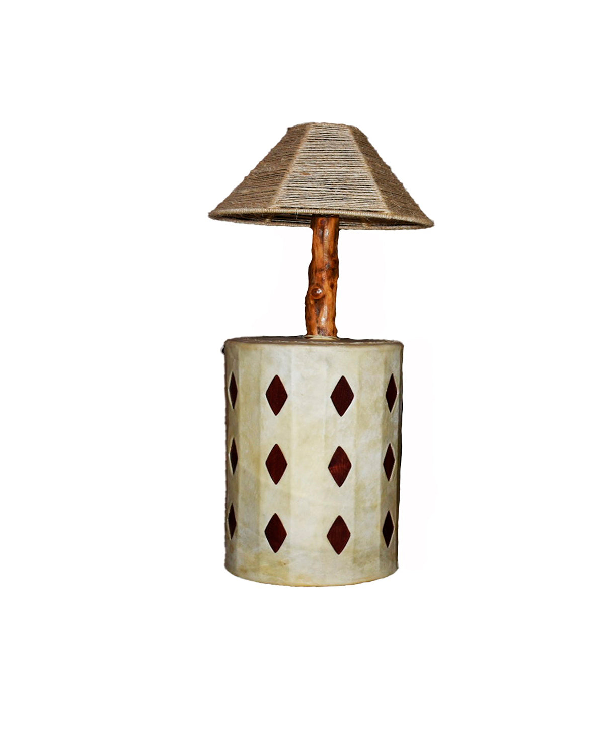 Lámpara madera con cuero 112 CM
